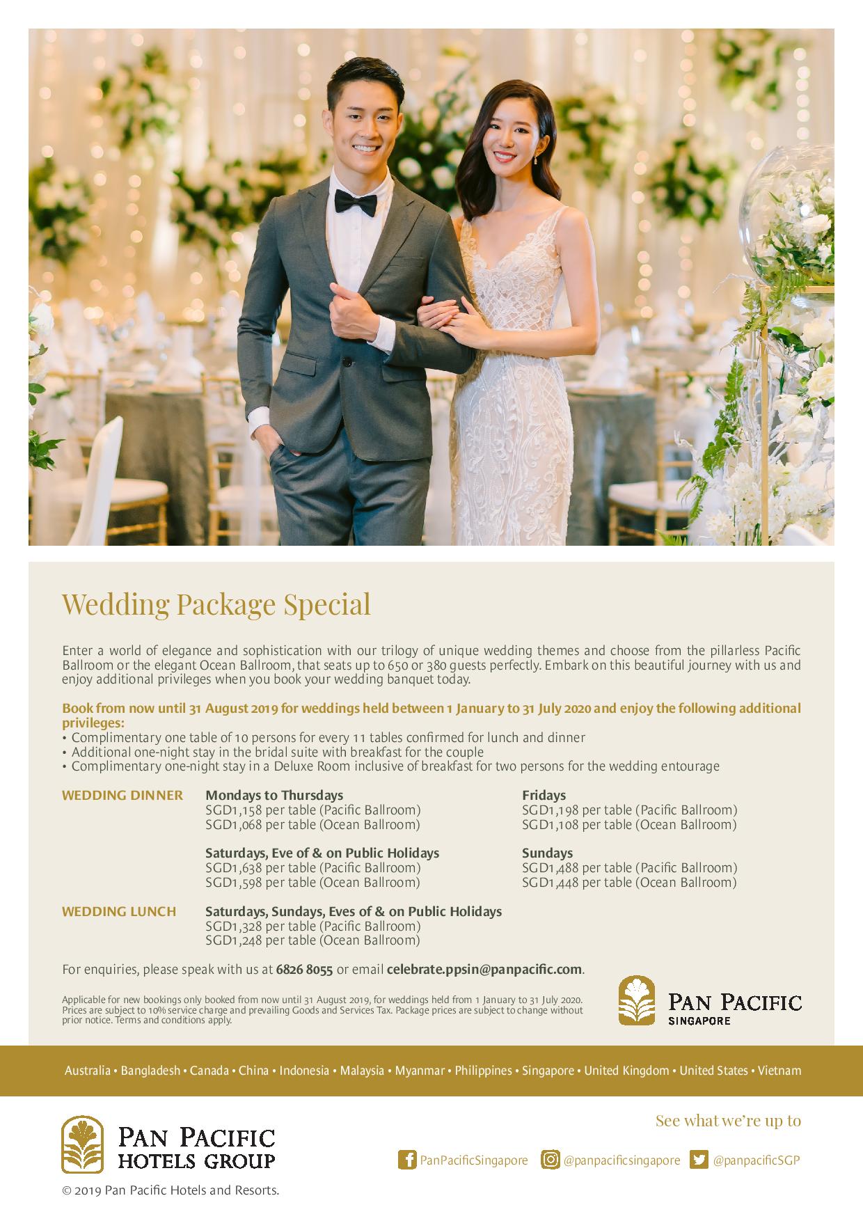 Pan Paciﬁc Singapore Wedding Package Offer for 2020 Ministry of